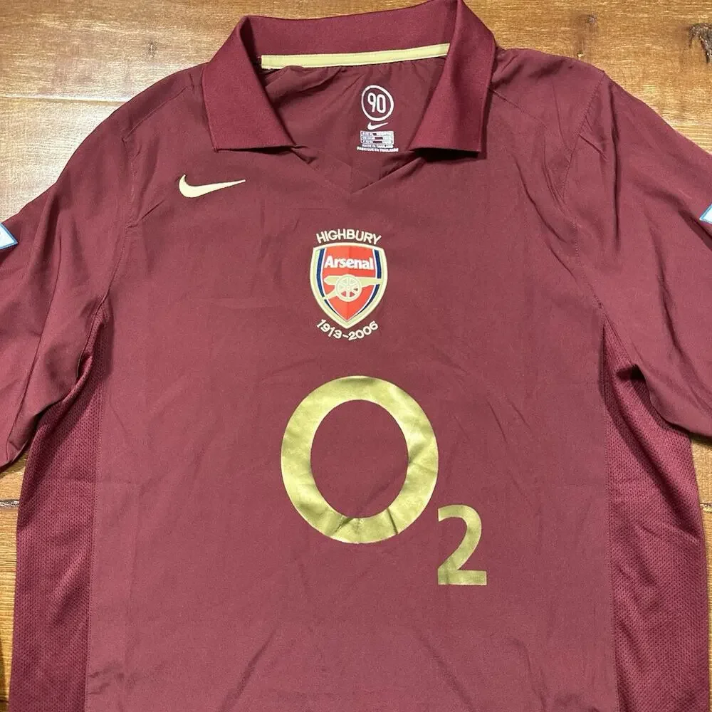 Nike Arsenal Soccer Jersey Mens L Burgundy Long Sleeve Henry #14 Highbury 2006